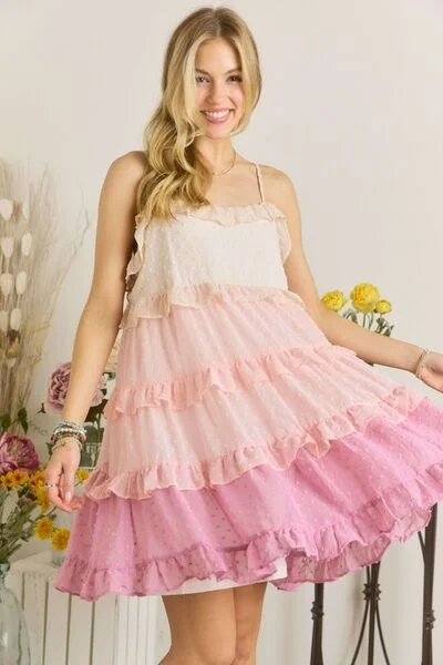 Swiss Dot Ruffled Tiered Mini Dress Classic Striped Mini Dress
