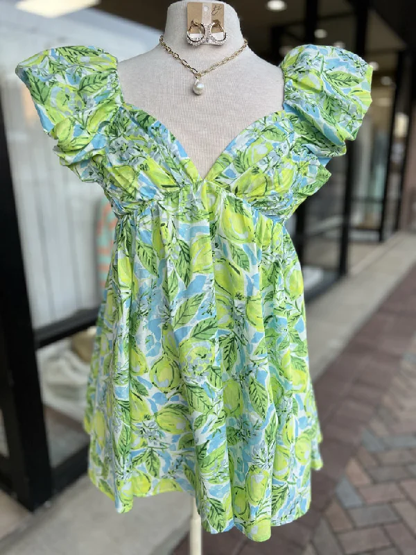 Ruffle Sleeve Mini Dress Trendy Tie-Dye Mini Dress