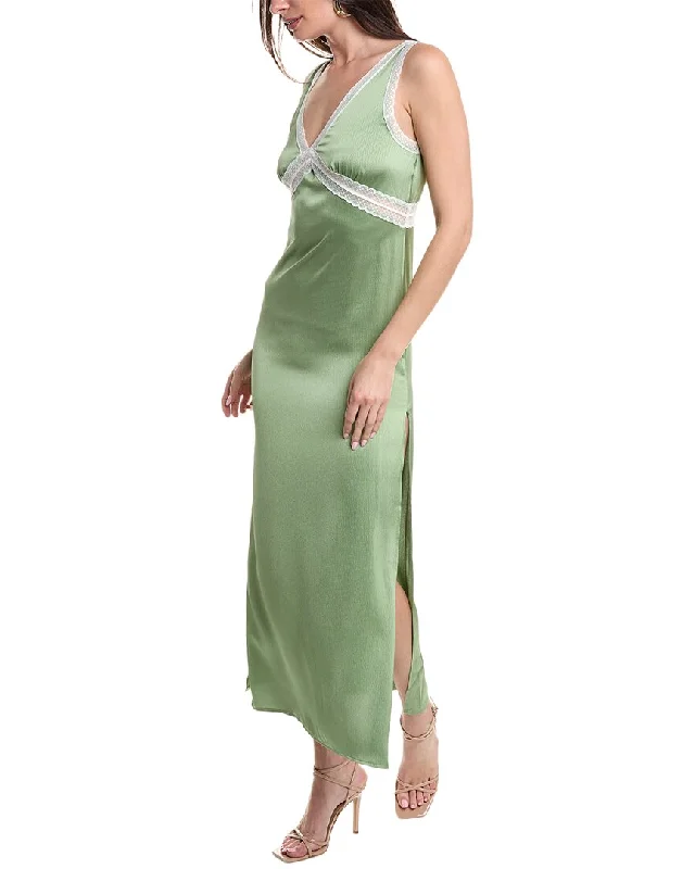 Emmie Rose Hammered Satin Maxi Dress Tunics Fleece cozy