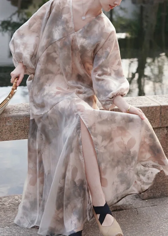Elegant V Neck Print Patchwork Party Long Dress Spring UU1046 Tunics Seasonal trendy