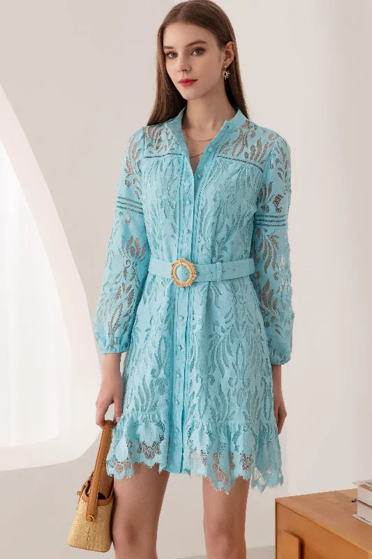 Tammy Lace Mini Dress - Aqua Tunics Top rated