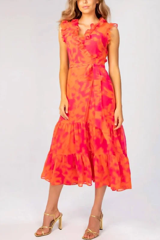 Giselle Maxi Dress In Pink/orange Tunic Top Casual