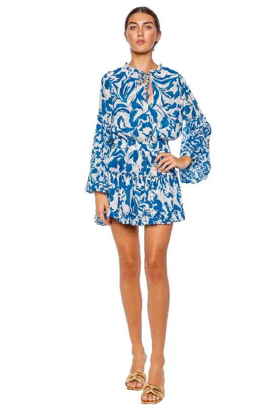 Elisabetta Floral Long Sleeve Mini Dress Trendy Off-Shoulder Dress Mini
