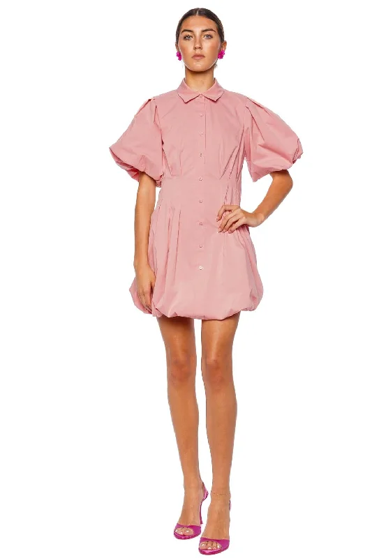 Cleo Dusty Rose Balloon Mini Dress Elegant Lace-Up Mini Dress