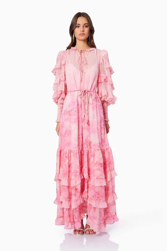Ivy Maxi Dress - Pink Tunics Satin smooth