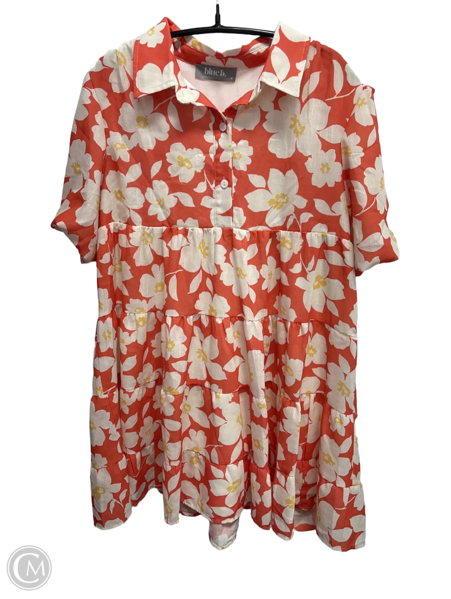 Dress Casual Short By Blue B In Orange & White, Size: M Tunics Handmade artisanal