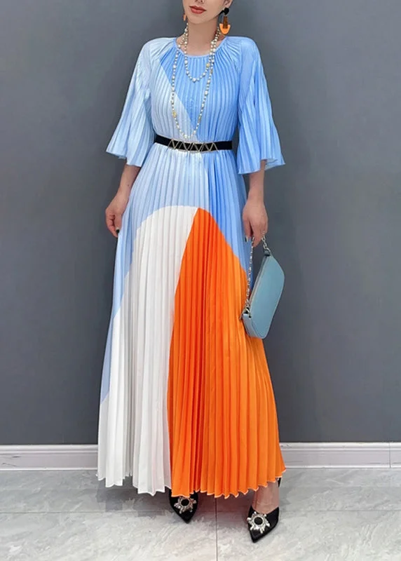 DIY Multi Wrinkled Patchwork Maxi Dresses Long Sleeve UU1016 Tunics Floral girly