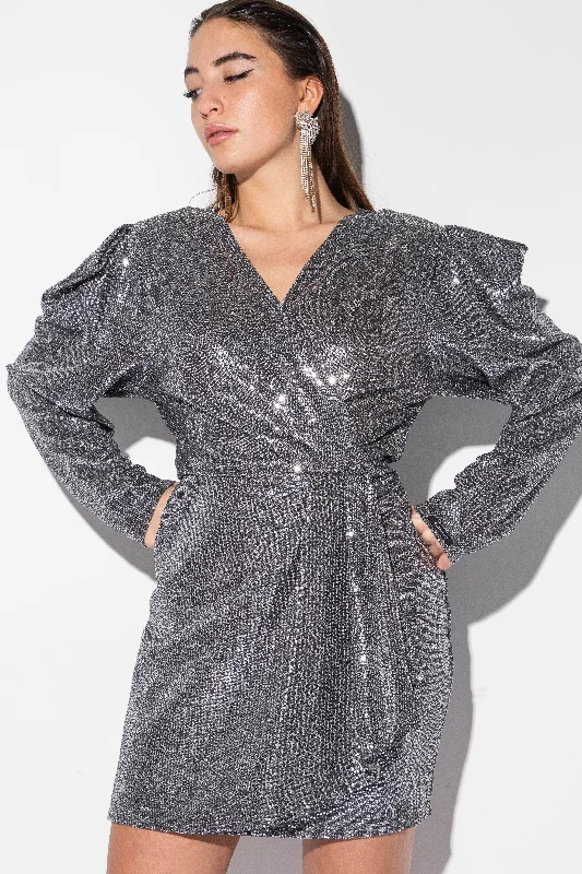 Potuni Holiday Glitter silver dress Maxi Flowy Bohemian