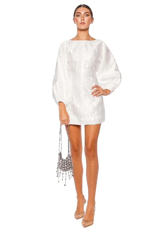 Winslow White Petunia Jacquard Mini Dress Elegant Vintage Mini Dress