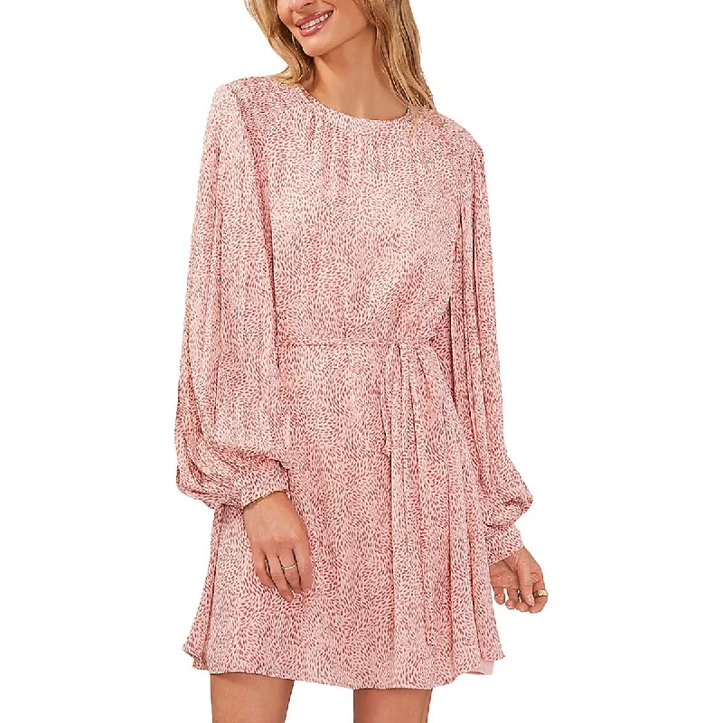Womens Smocked Knee-Length Mini Dress Tunics Evening elegant