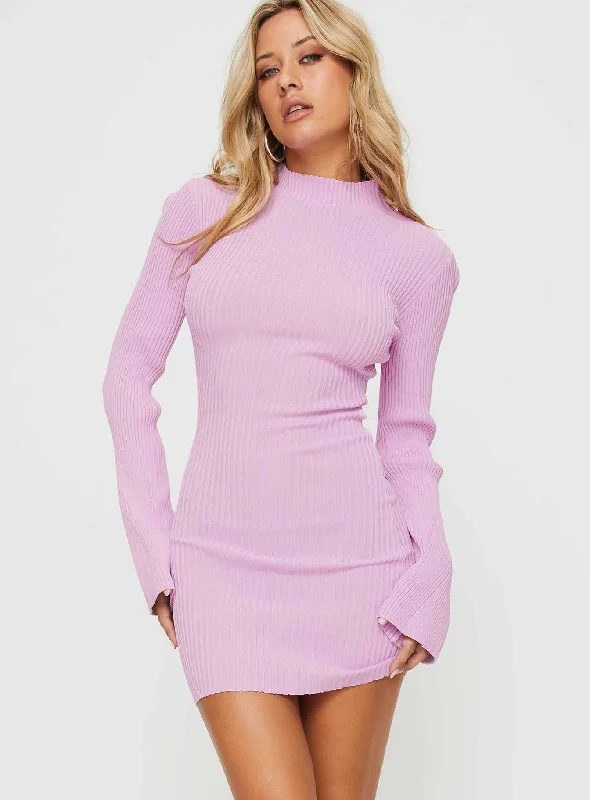 Bellimo Long Sleeve Mini Dress Pink Tunics Formal black