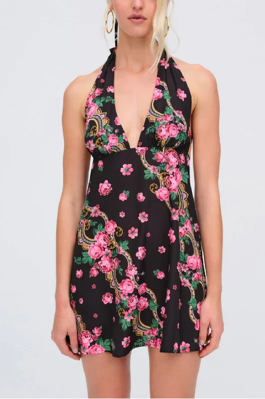 Justice Halter Mini Dress Chic Tropical Mini Dress
