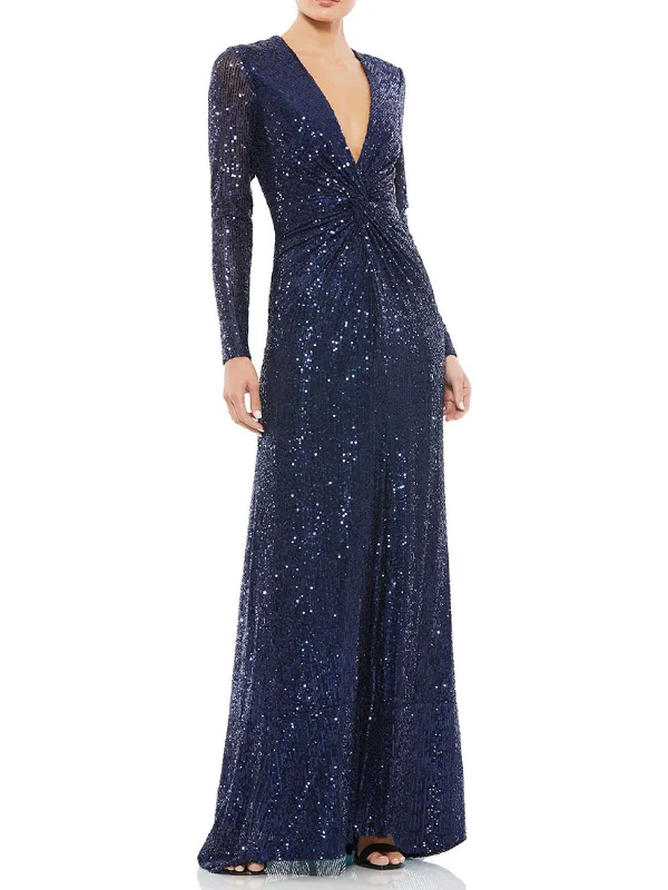 Plus Womens Sequined Mesh Inset Evening Dress Off-the-shoulder Chic Trendy