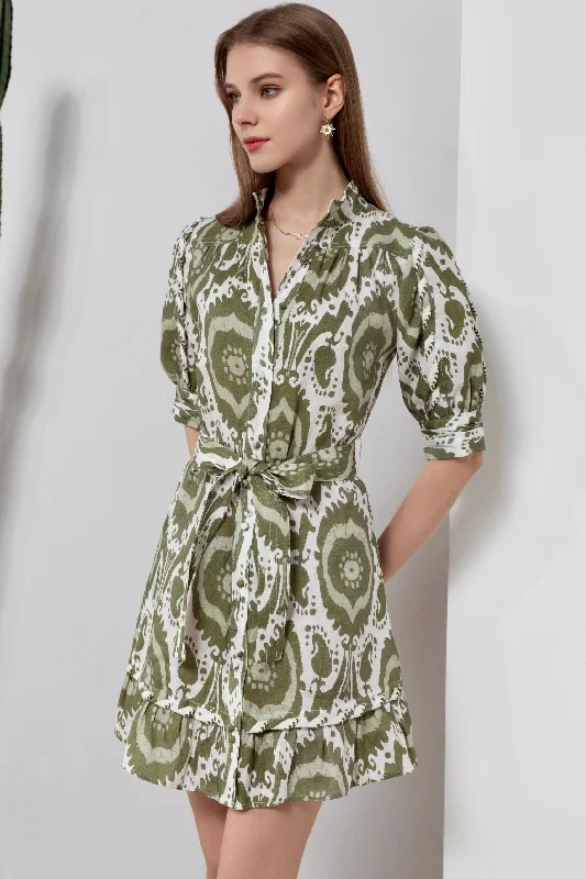 Ada Linen Mini Dress - Khaki Tunics Cozy soft