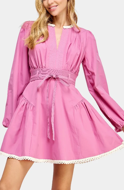 Lace Trim Detail Poplin Mini Dress Elegant Velvet Mini Dress