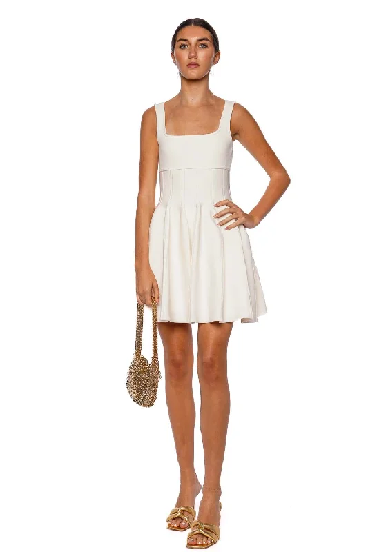 Elektra Ivory Knit Mini Dress Classic Casual Mini Dress