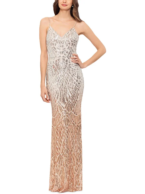 Womens Mesh Sequined Evening Dress Tunics Summer linen