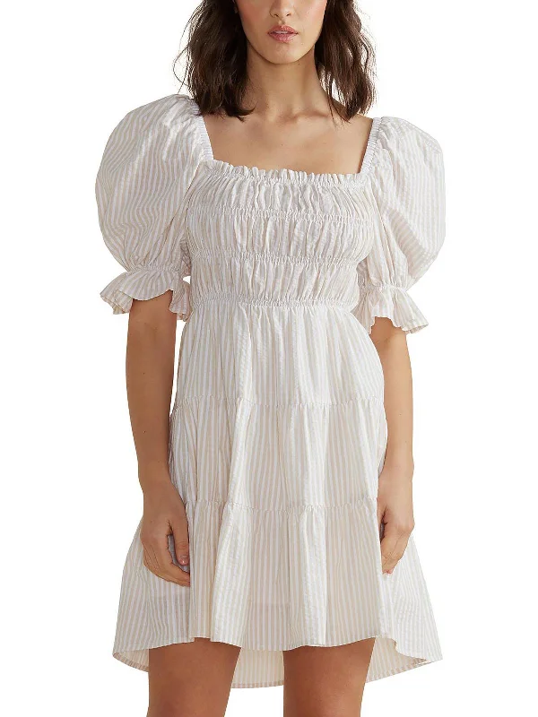 Womens Cotton Short Mini Dress Tunics Vintage classic