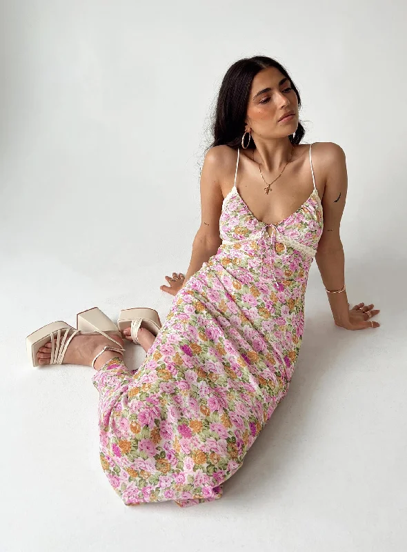 Emily Maxi Dress Pink Floral Petite Tunics Polka dots