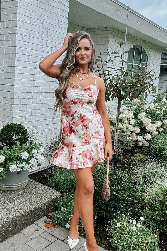 Women's Ballerina Floral Satin Mini Dress | Wedding Guest Dress | Pink Trendy Floral Mini Dress Women's Ballerina Floral Satin Mini Dress | Wedding Guest Dress | Pink Trendy Floral Mini Dress