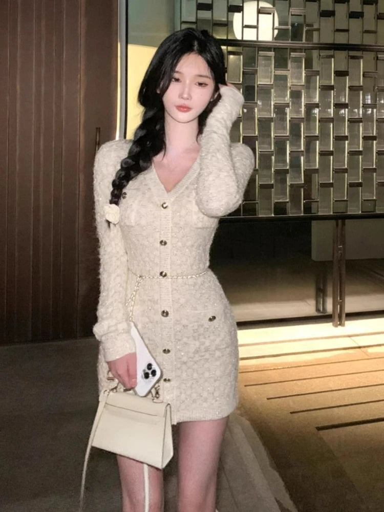 Yipinpay Elegant Slim Knitted Dress Short Party One Piece Dress Korean Fashion 2024 Winter Sexy Bodycon Y2k Mini Dress Woman Chic Comfortable Casual Mini Dress Yipinpay Elegant Slim Knitted Dress Short Party One Piece Dress Korean Fashion 2024 Winter Sexy Bodycon Y2k Mini Dress Woman Chic Comfortable Casual Mini Dress