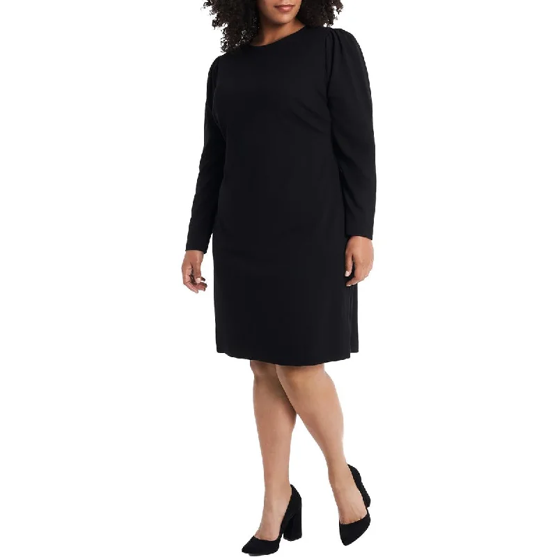 Plus Womens Puff Sleeve Above Knee Mini Dress Tunics Corduroy durable