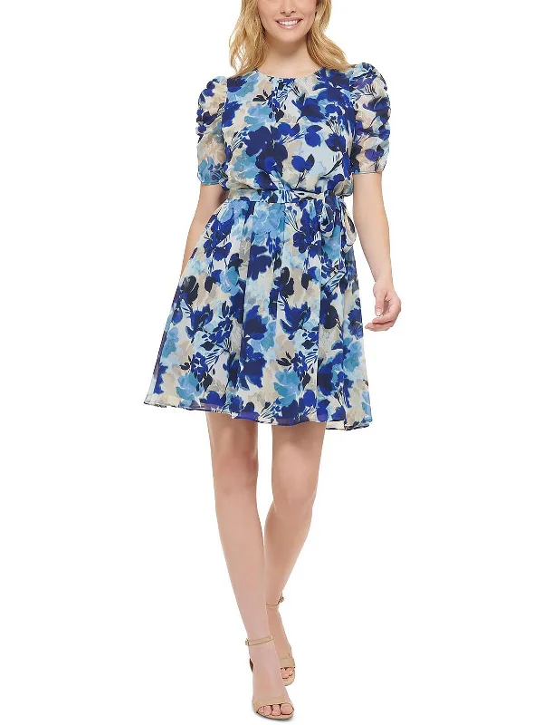 Womens Chiffon Short Mini Dress Turtleneck Warm Winter