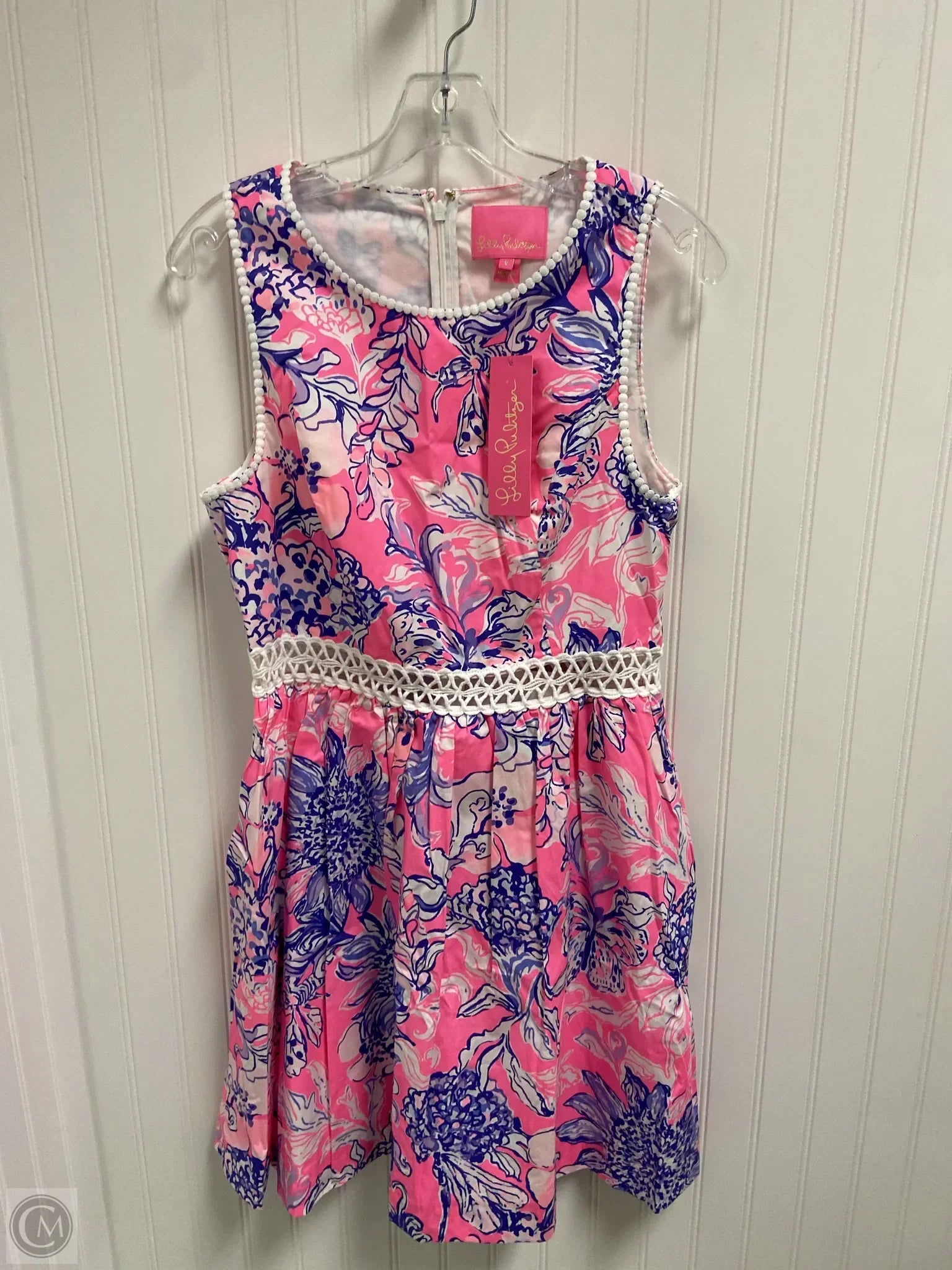 Dress Designer By Lilly Pulitzer In Blue & Pink, Size: 8 Boatneck Modish Everyday