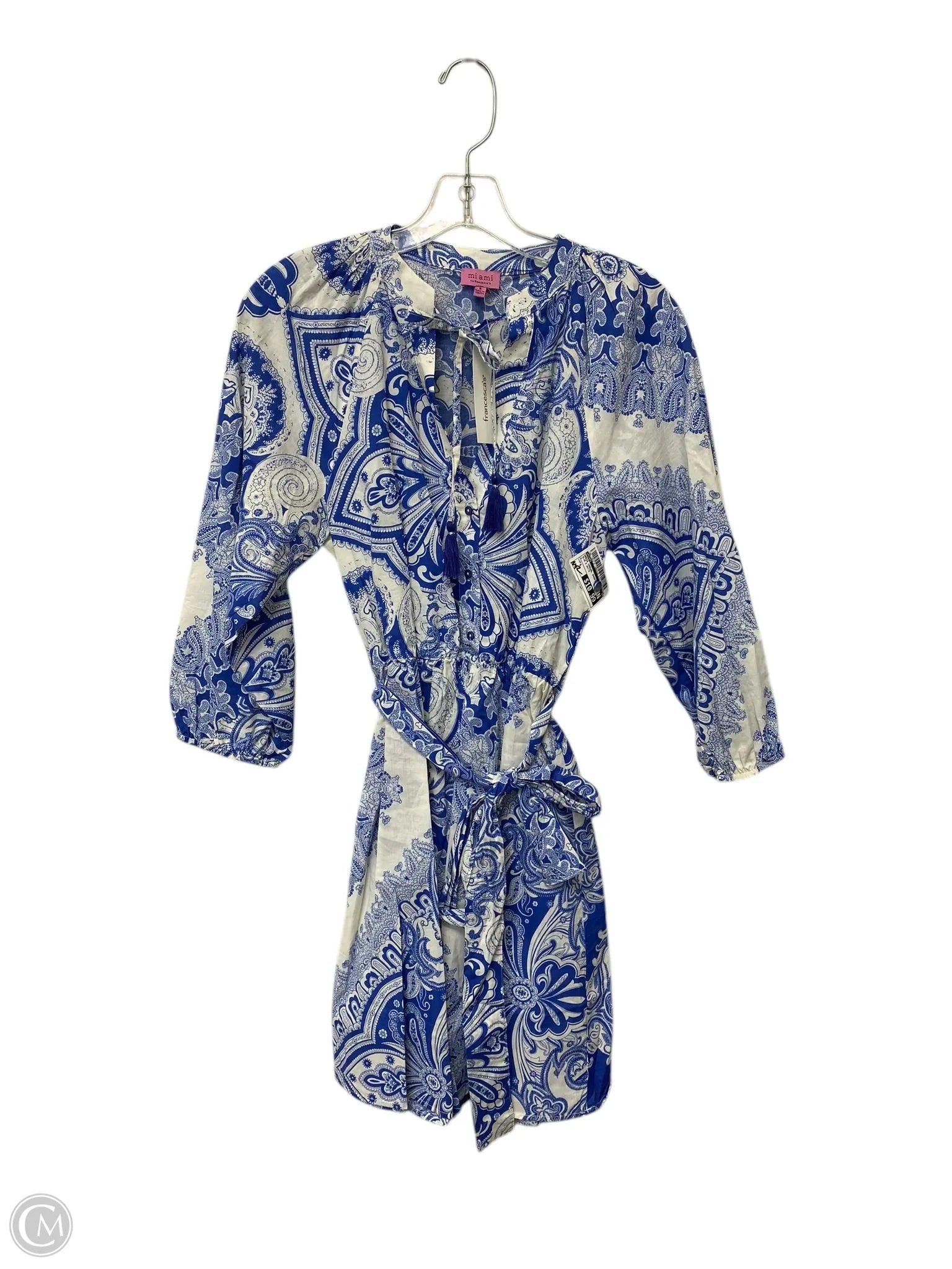 Dress Casual Short By Miami In Blue & White, Size: S Tunics Distressed trendy