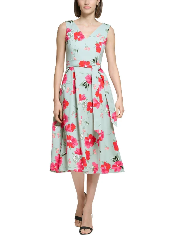 Womens Cocktail Midi Fit & Flare Dress Tunics stripes playful