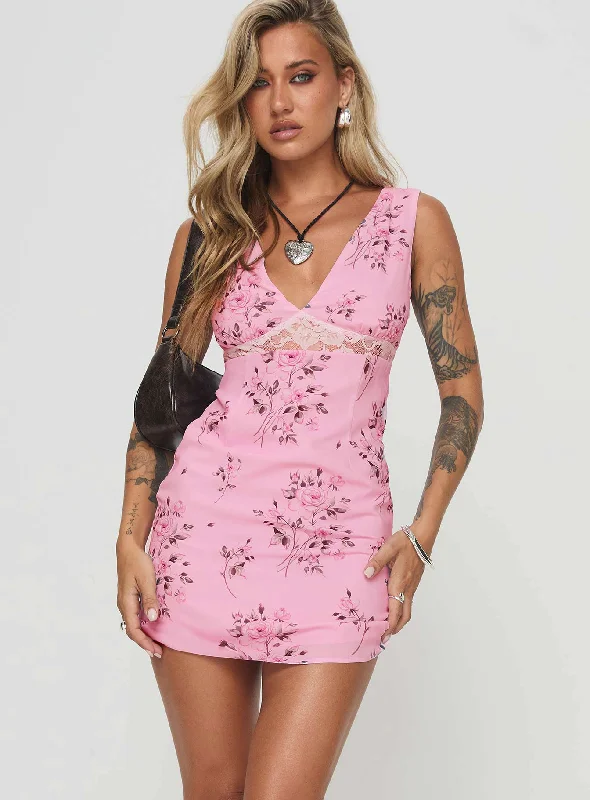 Romancer Mini Dress Pink Tunic Top Casual