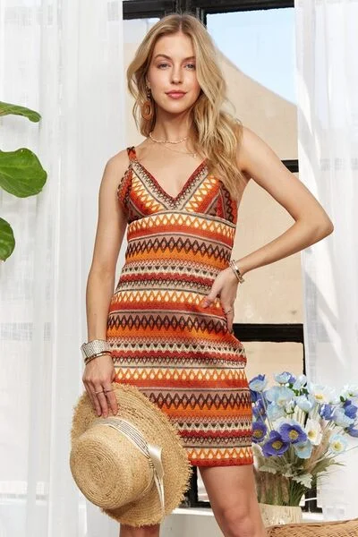 Contrast Striped V-Neck Mini Dress Cozy Knitted Mini Dress