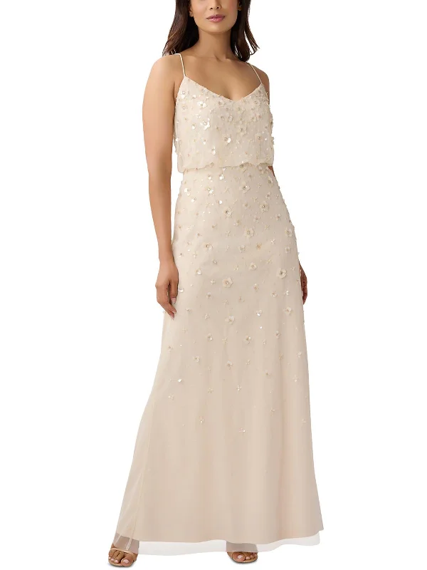 Womens Mesh Embellished Evening Dress Tunics Party sparkling