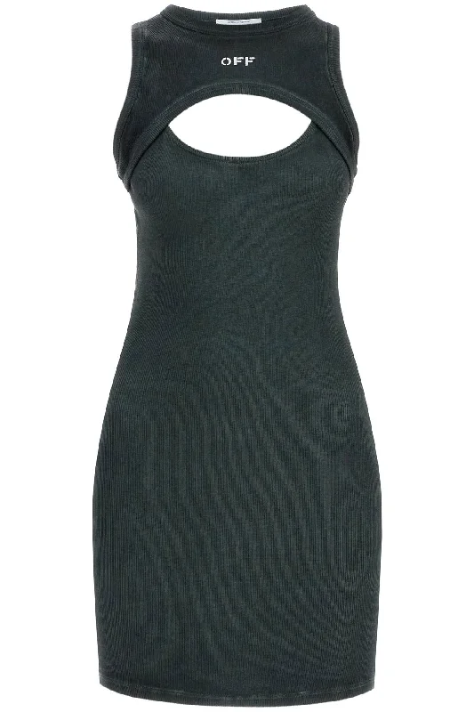Off-White Layered Mini Dress With Cut Out Details Halter Neckline Beach