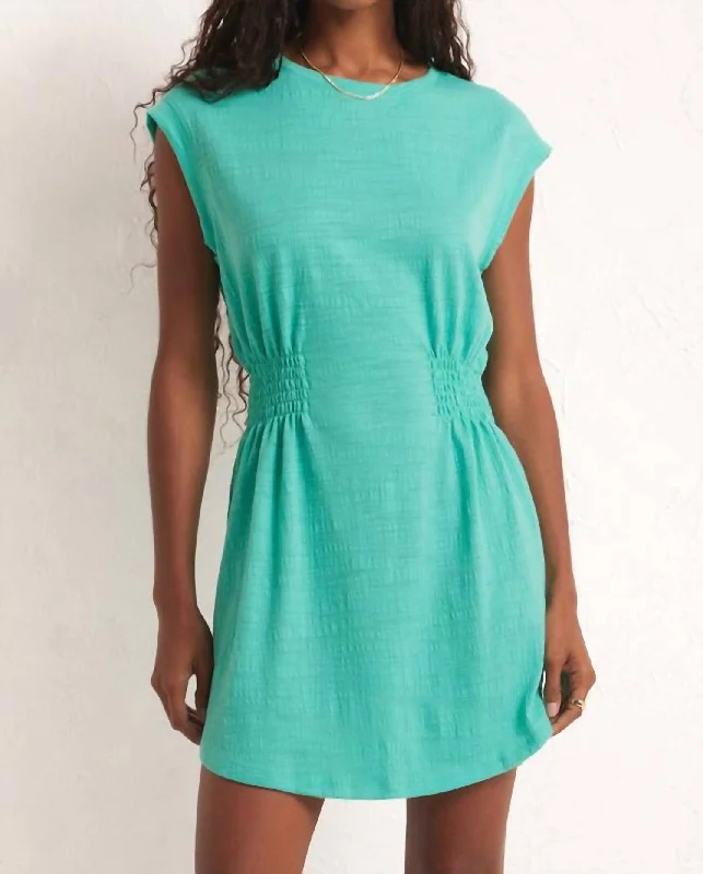Rowan Textured Knit Dress In Cabana Green Tunics stripes playful