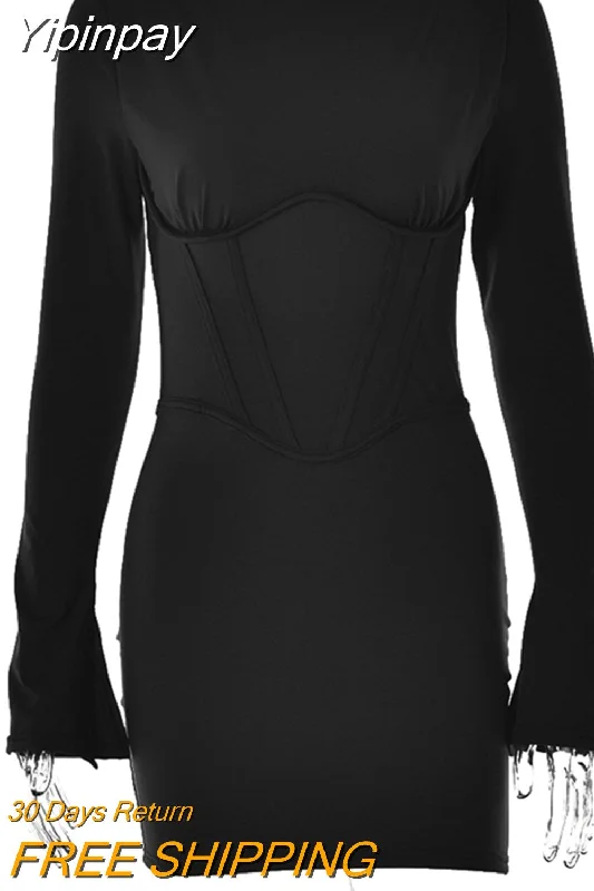 Yipinpay MO Women Illusion Bodycone Mini Dress O-Neck Split Flare Sleeve Wrap Skirt Solid Slim Bodycon Summer New Partywear Cozy Wraparound Mini Dress Yipinpay MO Women Illusion Bodycone Mini Dress O-Neck Split Flare Sleeve Wrap Skirt Solid Slim Bodycon Summer New Partywear Cozy Wraparound Mini Dress