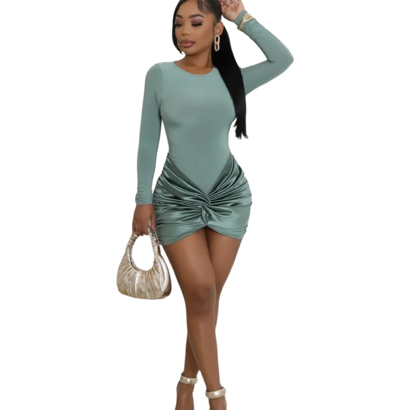 Mini dress with satin detail Trendy Off-Shoulder Dress Mini
