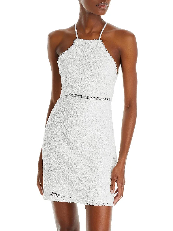 Womens High Neck Party Bodycon Dress Tunics Summer linen