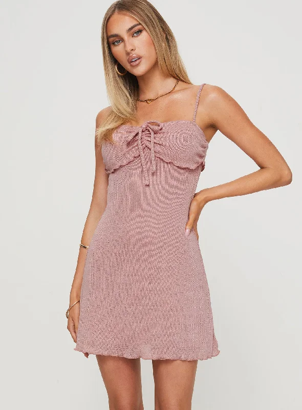 Cipher Mini Dress Pink Tunics Bridal satin