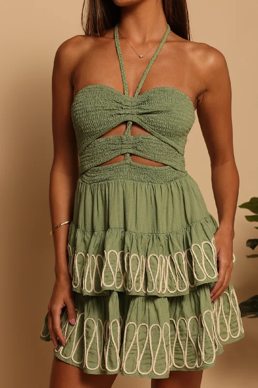Belize Mini Dress in Green Eyes Classic Striped Mini Dress