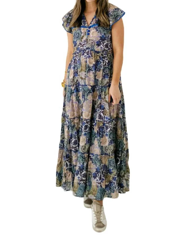 Louisa Midi Dress In Garden Party Tunics stripes playful