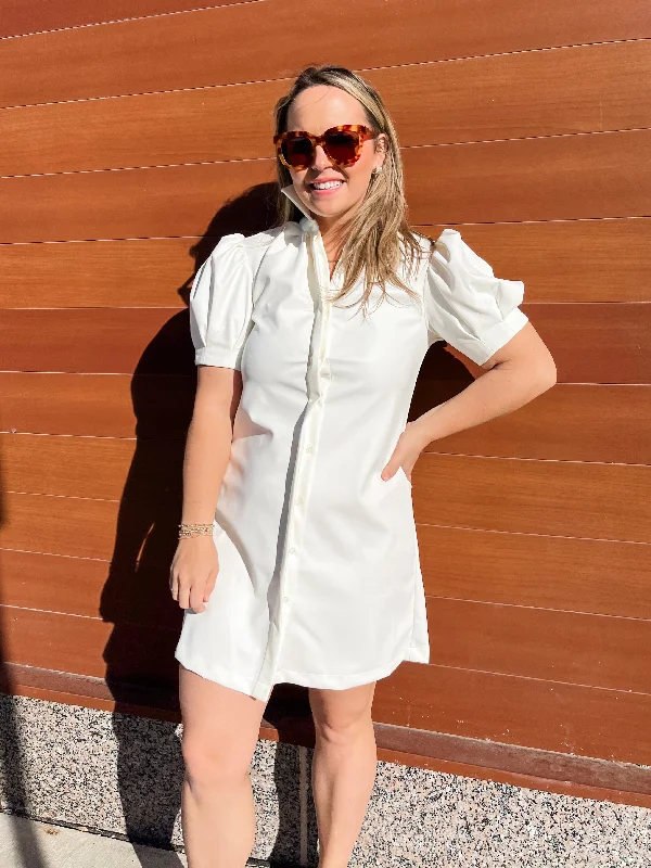 Vivienne Mini Dress- White Trendy Cut-Out Mini Dress