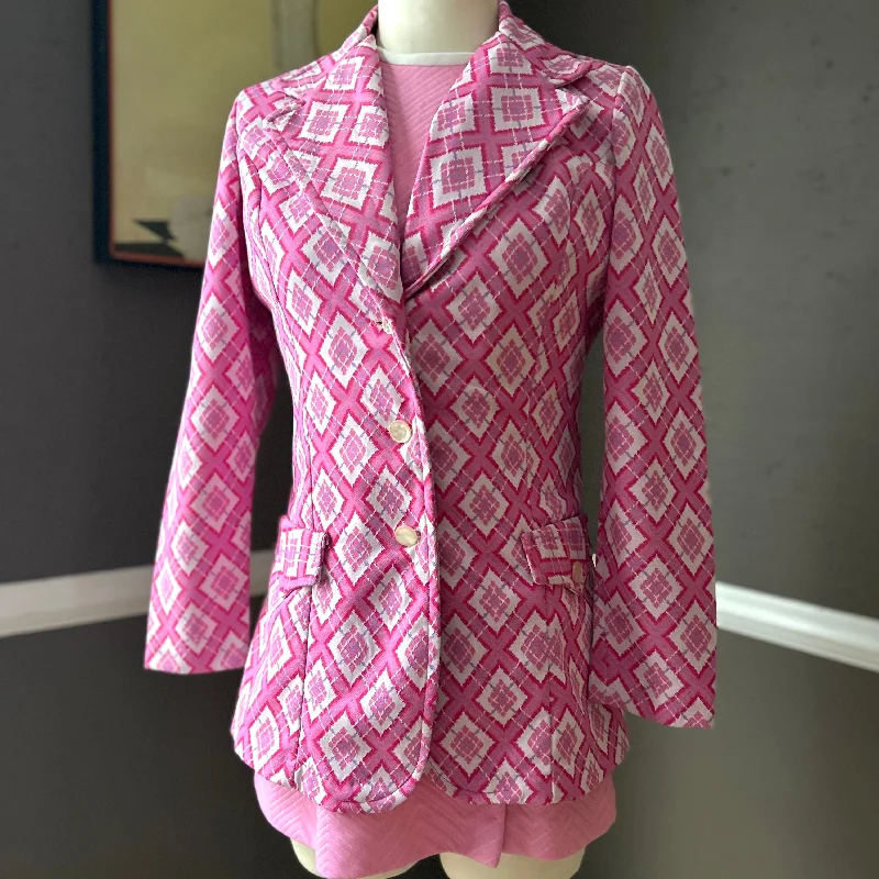 60s Textured Bubblegum Pink Mid Mod Mini Dress + Blazer Trendy Off-Shoulder Dress Mini 60s Textured Bubblegum Pink Mid Mod Mini Dress + Blazer Trendy Off-Shoulder Dress Mini