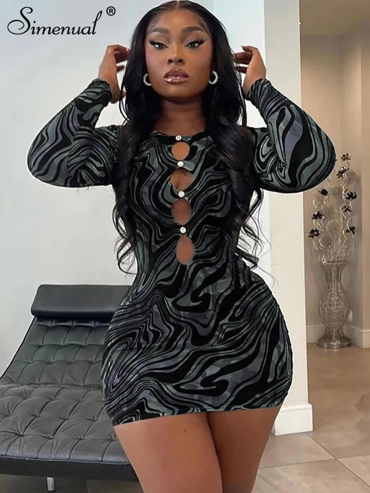 Yipinpay Simenual Gorgeous Print Sexy Hollow Out Dress for Women Black Long Sleeve Crewneck Skinny Mini Dress Fall Christmas Club Clothes Fashionable Button-Front Mini Dress Yipinpay Simenual Gorgeous Print Sexy Hollow Out Dress for Women Black Long Sleeve Crewneck Skinny Mini Dress Fall Christmas Club Clothes Fashionable Button-Front Mini Dress
