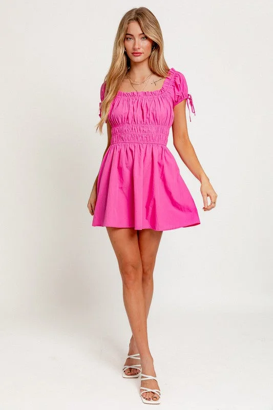 Off Shoulder Ruffle Detail Mini Dress Classic Shift Mini Dress