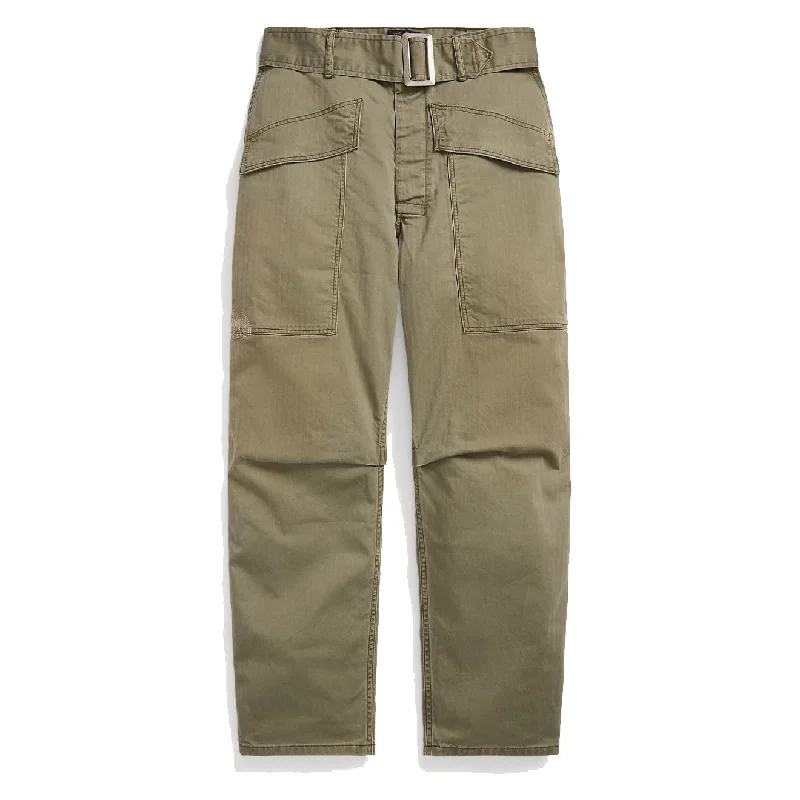 RRL by Ralph Lauren Womens Herrinbone Twill Cargo Trouser Faded Olive Trousers Essential Wardrobe