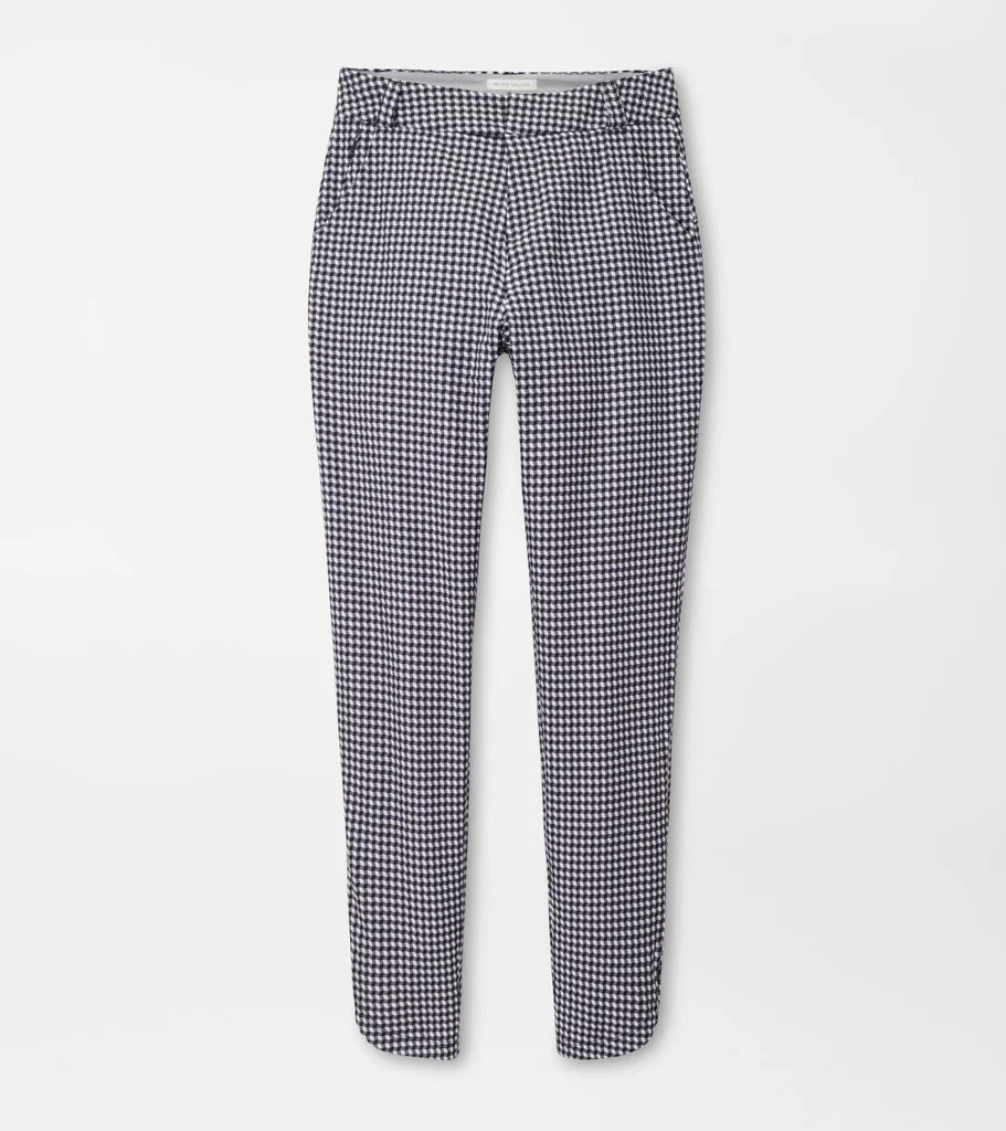 Peter Millar Surge Gingham Print Performance Ankle Trouser - Black Trousers Bridal Satin