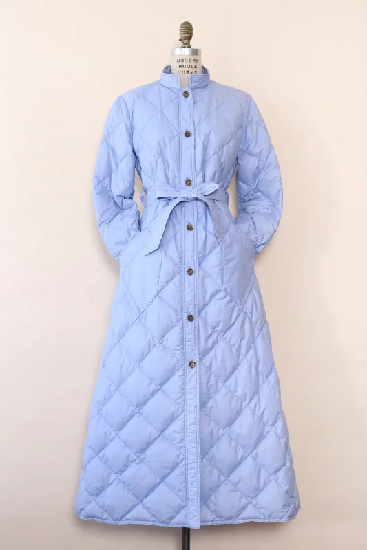 Eddie Bauer Dawn Blue Puffer Maxi Coat M Boat Neck Jacket Square Neck Jacket One-Shoulder Jacket