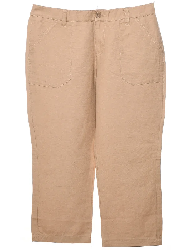 Tapered Light Brown Tommy Hilfiger Cropped Trousers - W36 L25 Trousers Silk Elegant