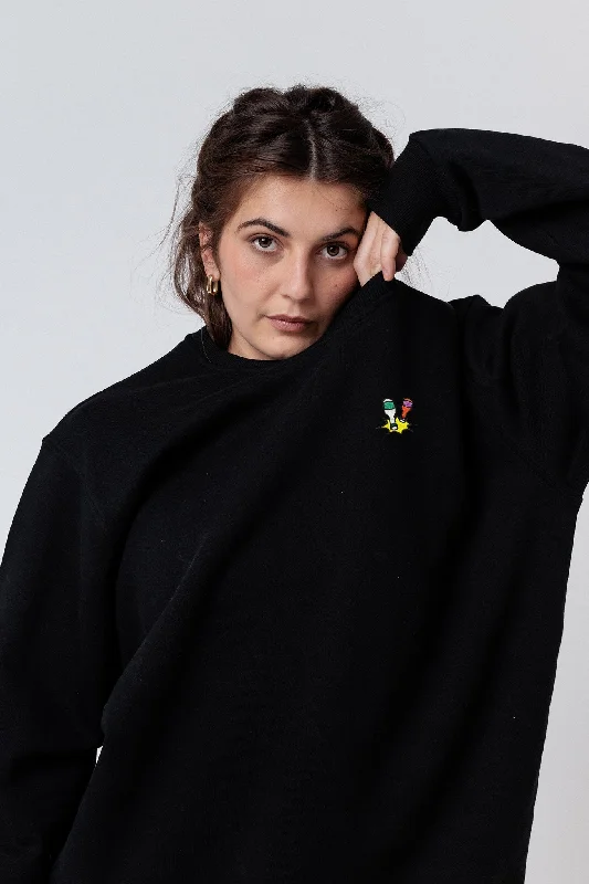 Kleiner Klopfer | Bestickter Bio-Baumwoll Frauen Pullover Deep Neck Pullover